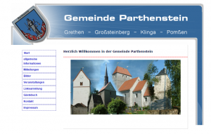 Homepage der Gemeinde Parthenstein im Jahr 2005